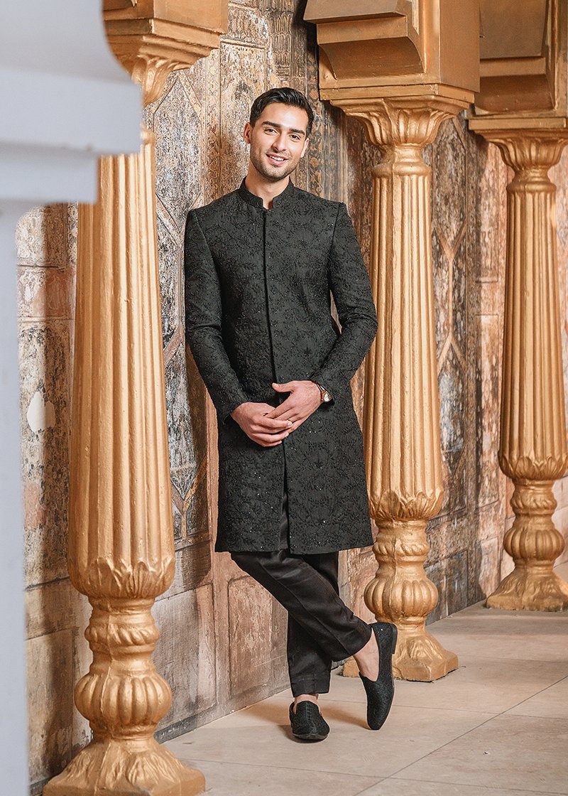 "BLACK" SHERWANI