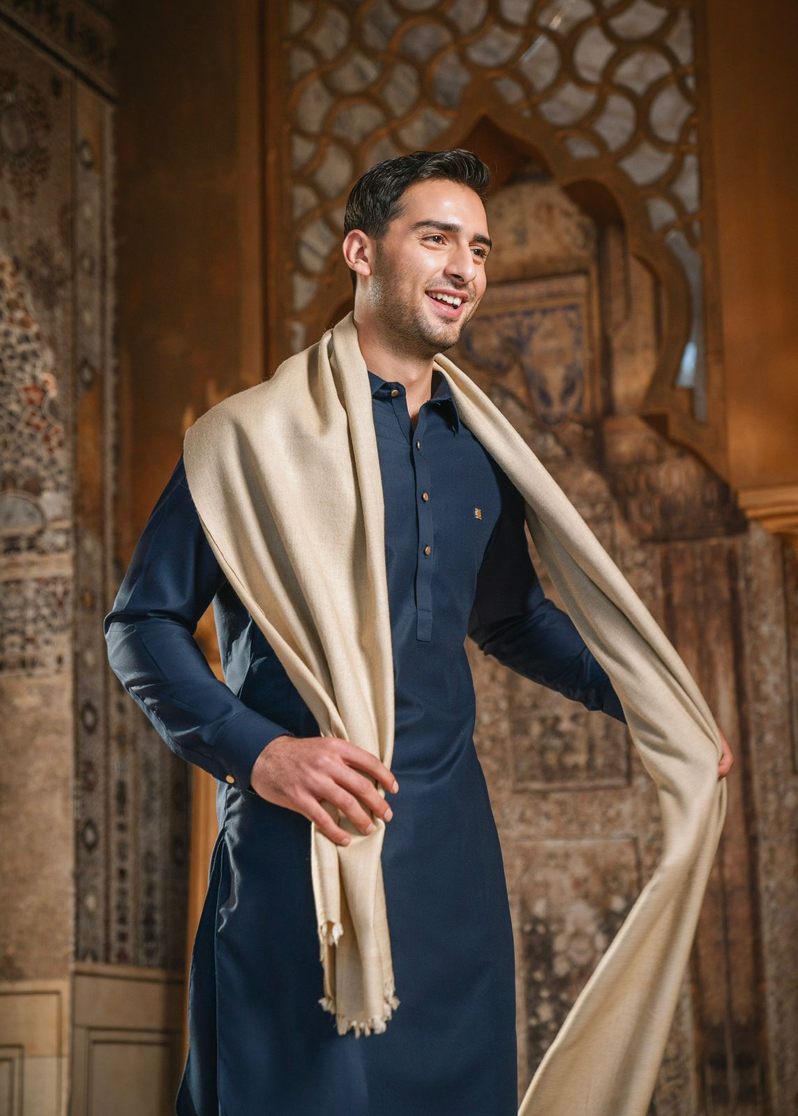 "BEIGE" PASHMINA WOOL BLEND SHAWL