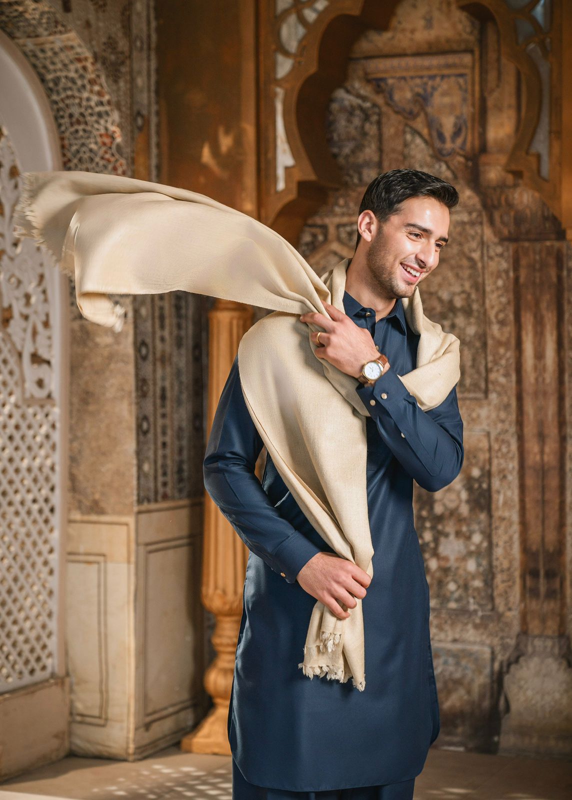 "BEIGE" PASHMINA WOOL BLEND SHAWL