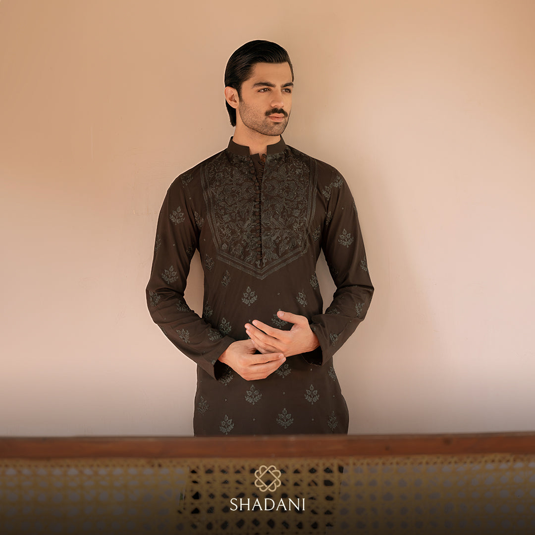 Shadani embroidered men's kurtas - elegant and versatile fashion for every occasion, available online with worldwide shipping including the USA.
