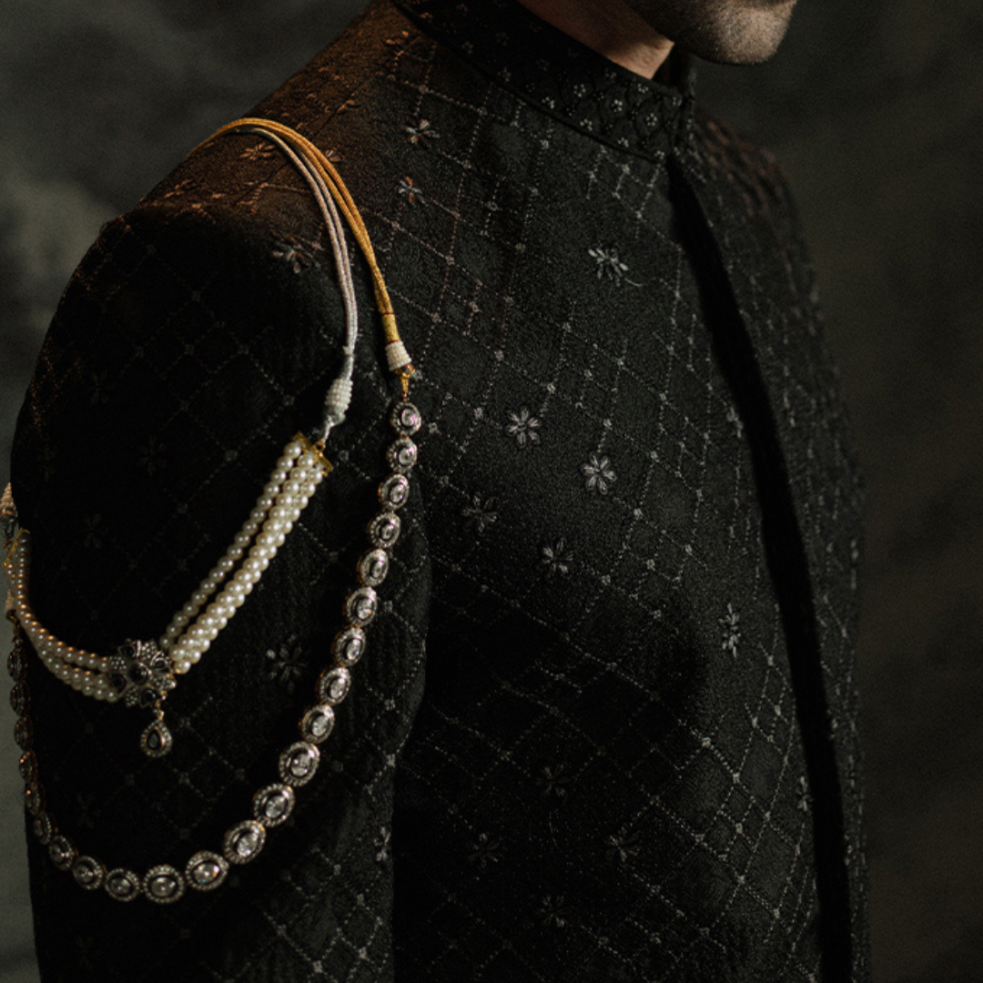 Designer black sherwani online in usa