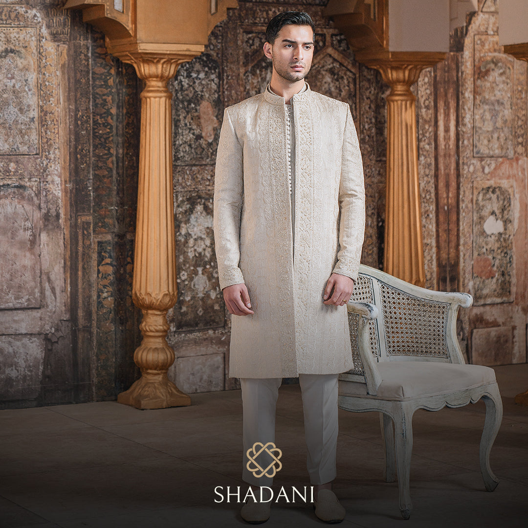 Beige Sherwani for Men & Groom – Buy Online in the USA