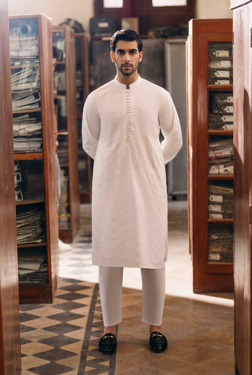 Off White Abstract Pattern Kurta Pajama