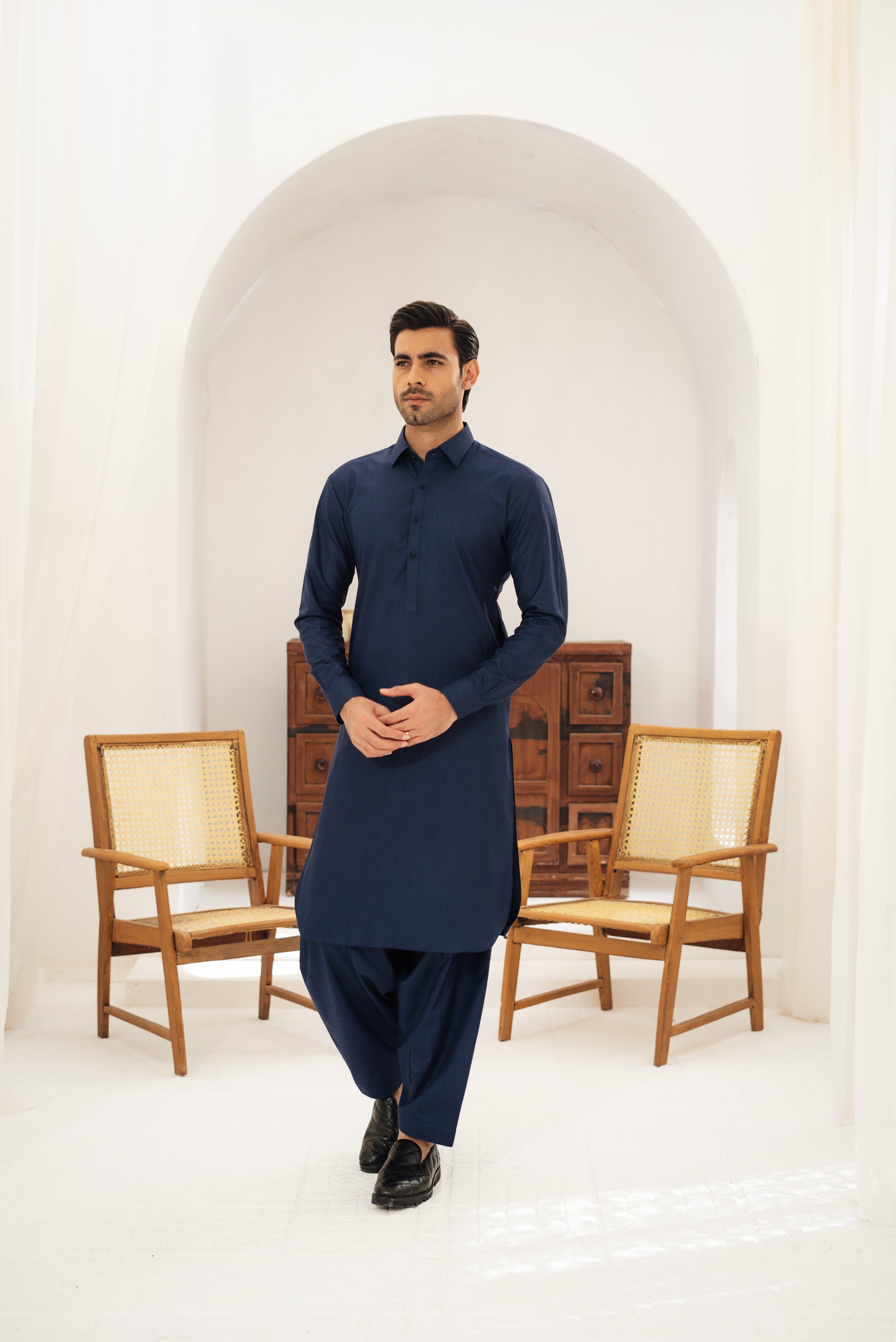 Navy Blue Kameez Shalwar