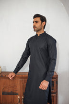 3 Piece Black Suit (Kurta Pajama & Waistcoat)