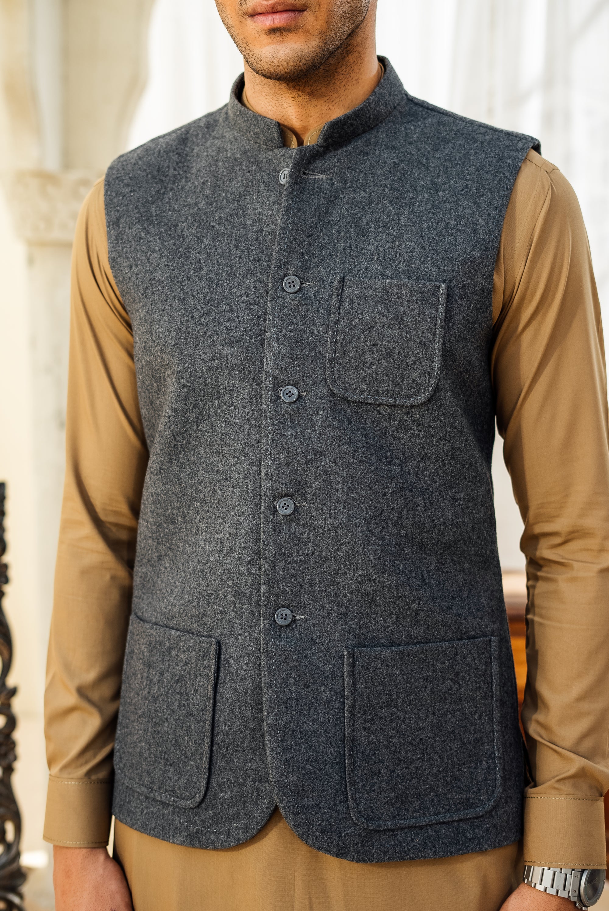 Light Grey Nehru Waistcoat