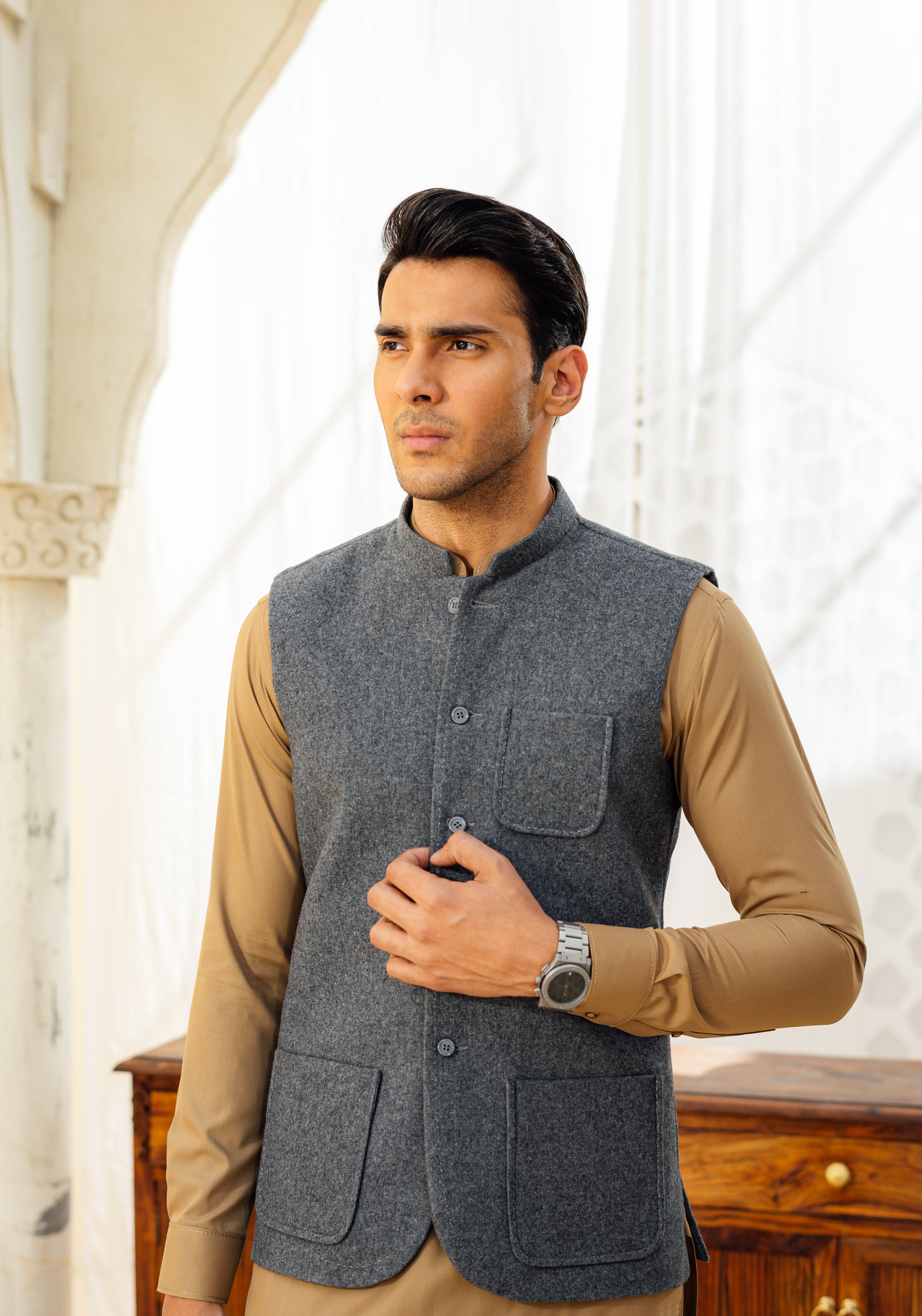 Light Grey Nehru Waistcoat