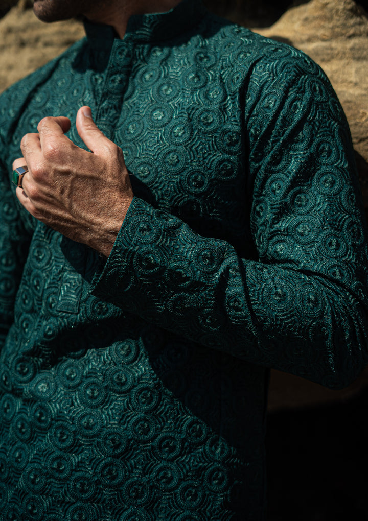 Green Embroidered Kurta &amp; Pajama