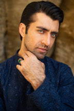 Navy Blue Embroidered Kurta & Pajama