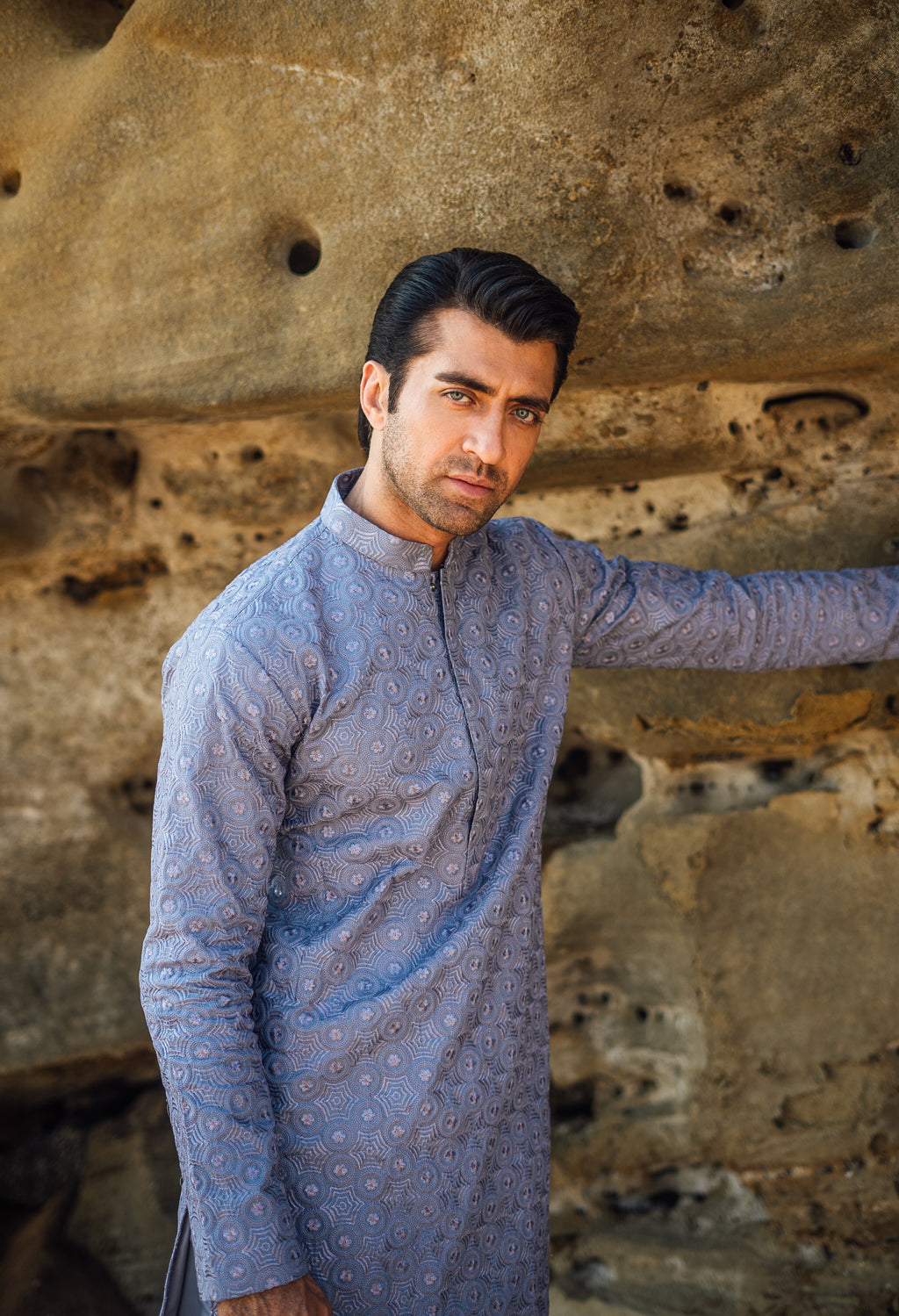 Grey Embroidered Kurta & Pajama