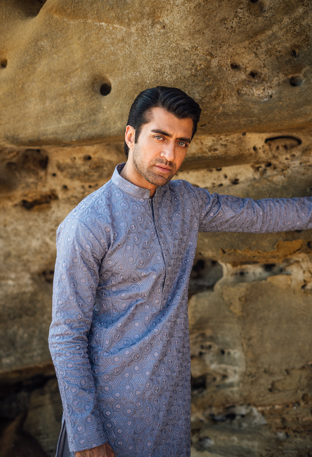 Grey Embroidered Kurta & Pajama