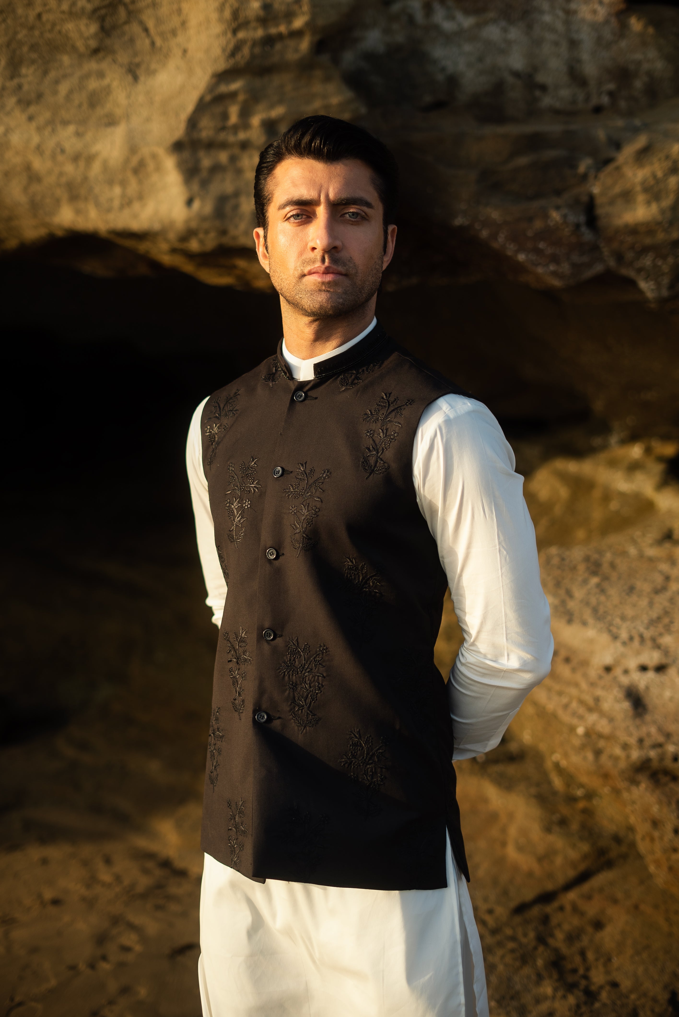 Black Embroidery Waistcoat