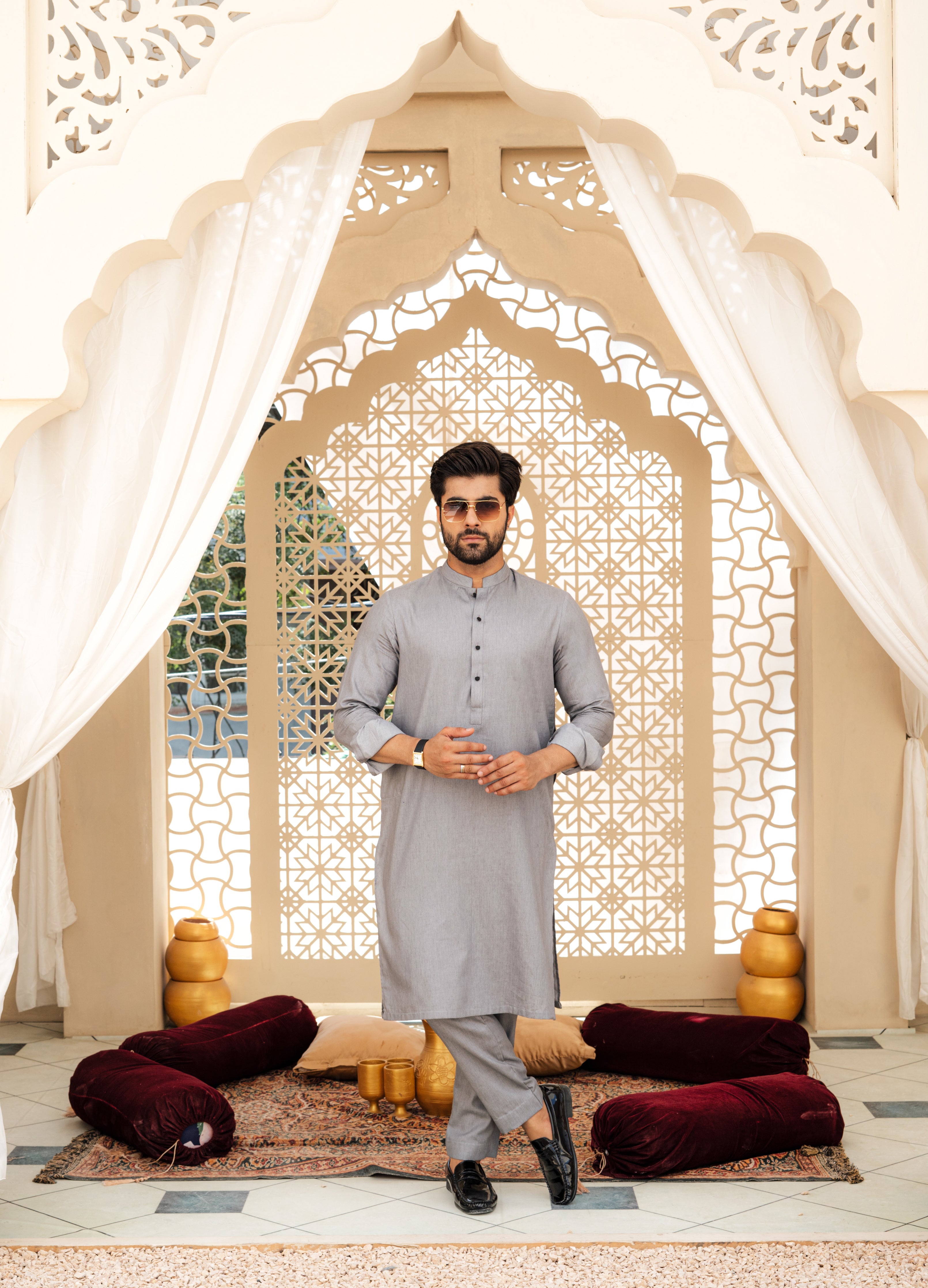 Stone Grey Kameez Pajama