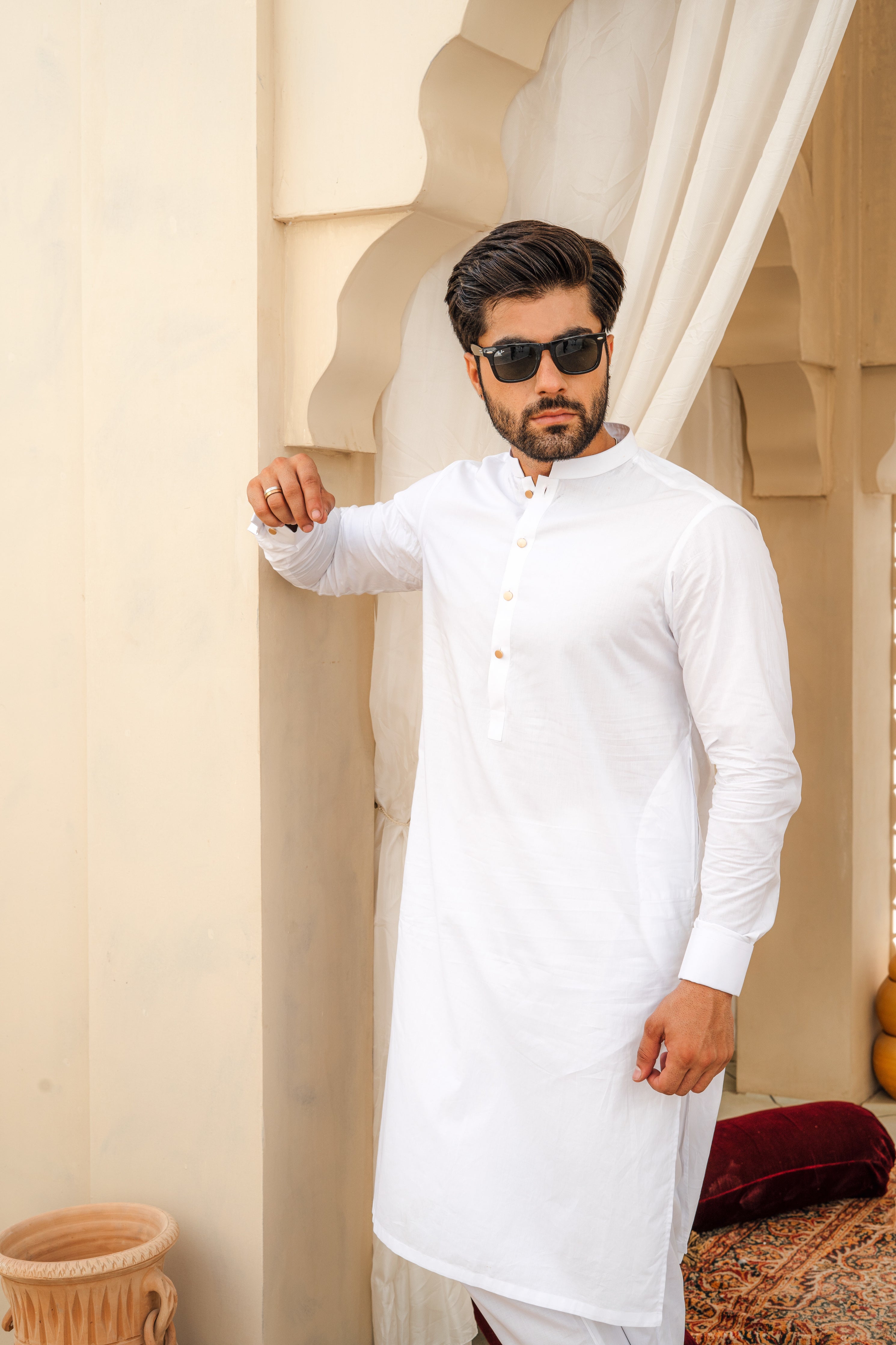 Pearl White Suit Kameez Pajama