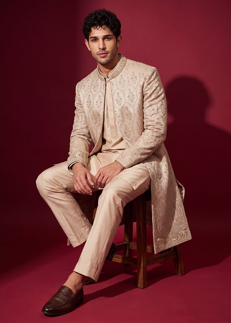 Champagne Gold Open Sherwani