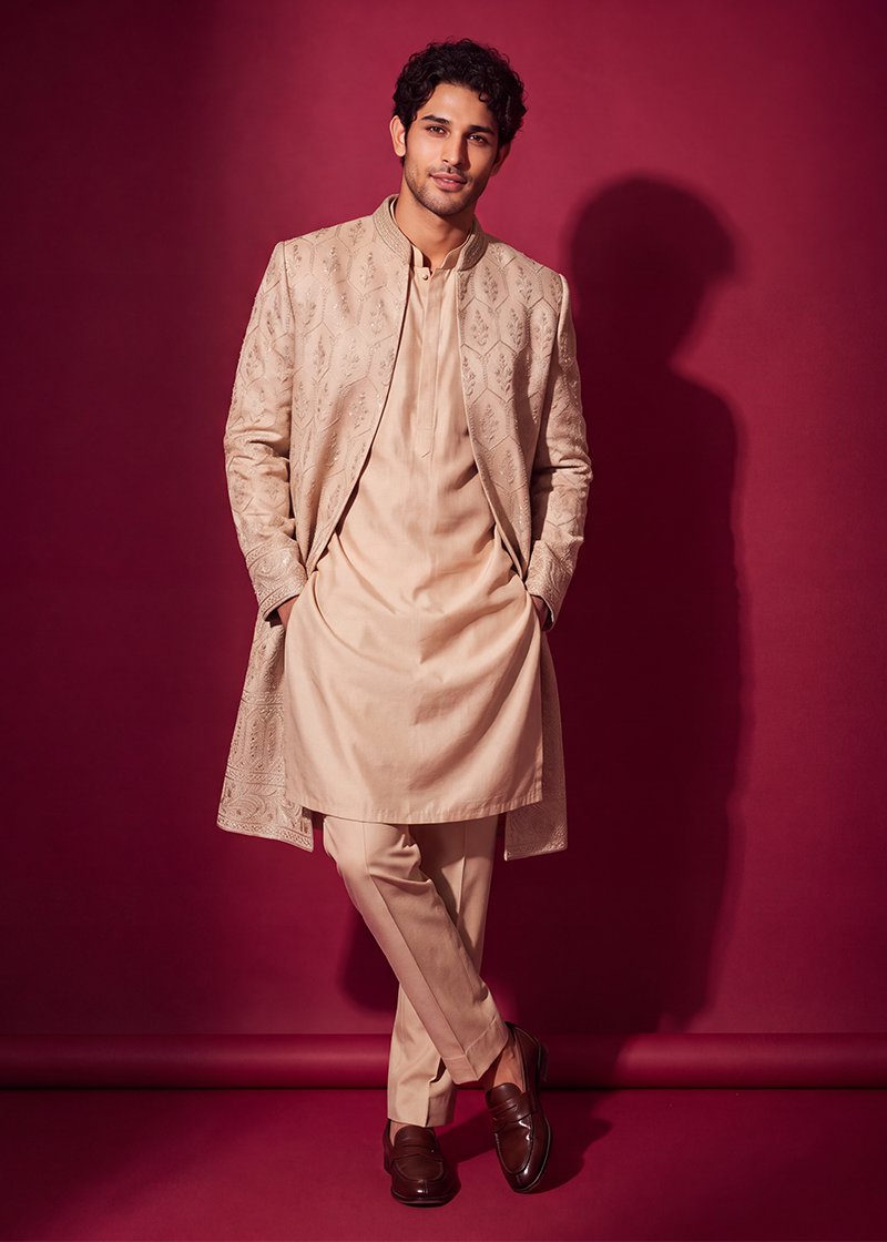 Champagne Gold Open Sherwani