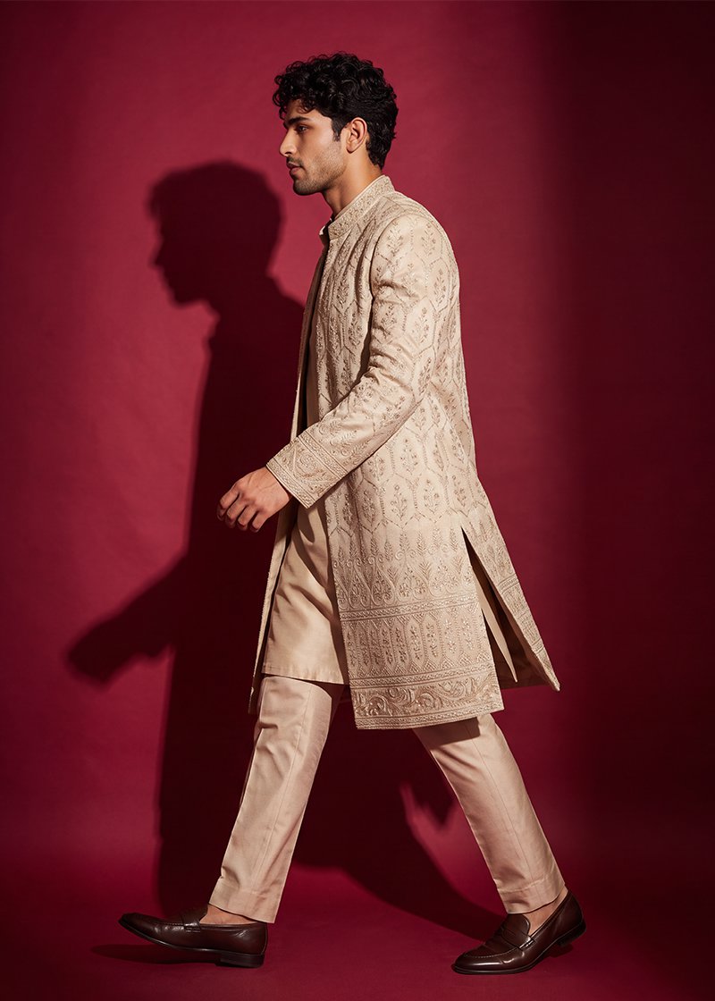 Champagne Gold Open Sherwani